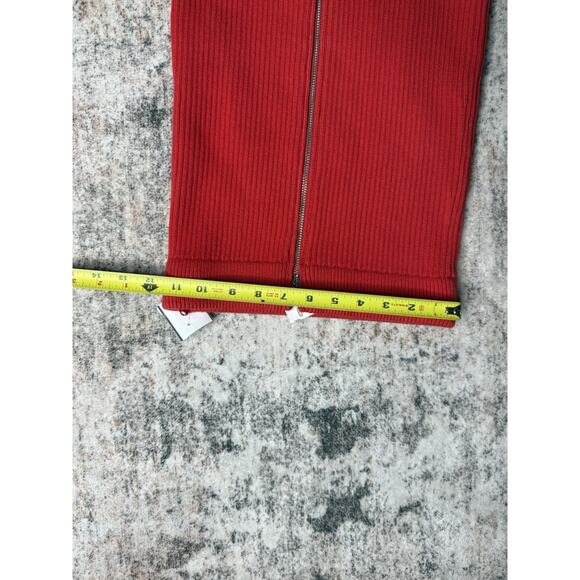 T by Alexander Wang Spring Red Ribbed Knit Zip Midi Pencil Skirt XS Sexy Holiday - Picture 8 of 8